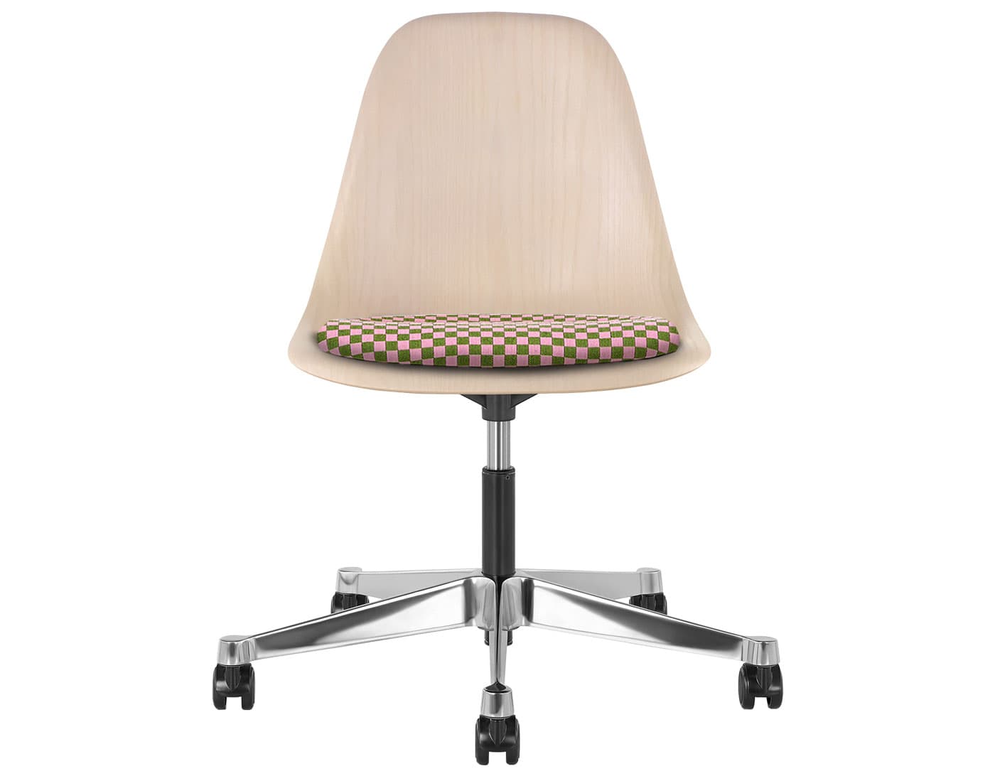 black - 2" soft double wheel casters - hard floor/carpet (BSC) / white ash (A2) / checker - olive/pink (V1211)