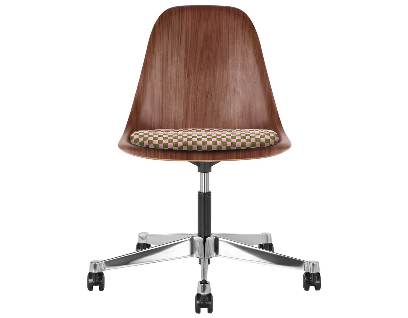 black - 2" hard double wheel casters - carpet (UD) / walnut (OU) / checker - olive/pink (V1211)