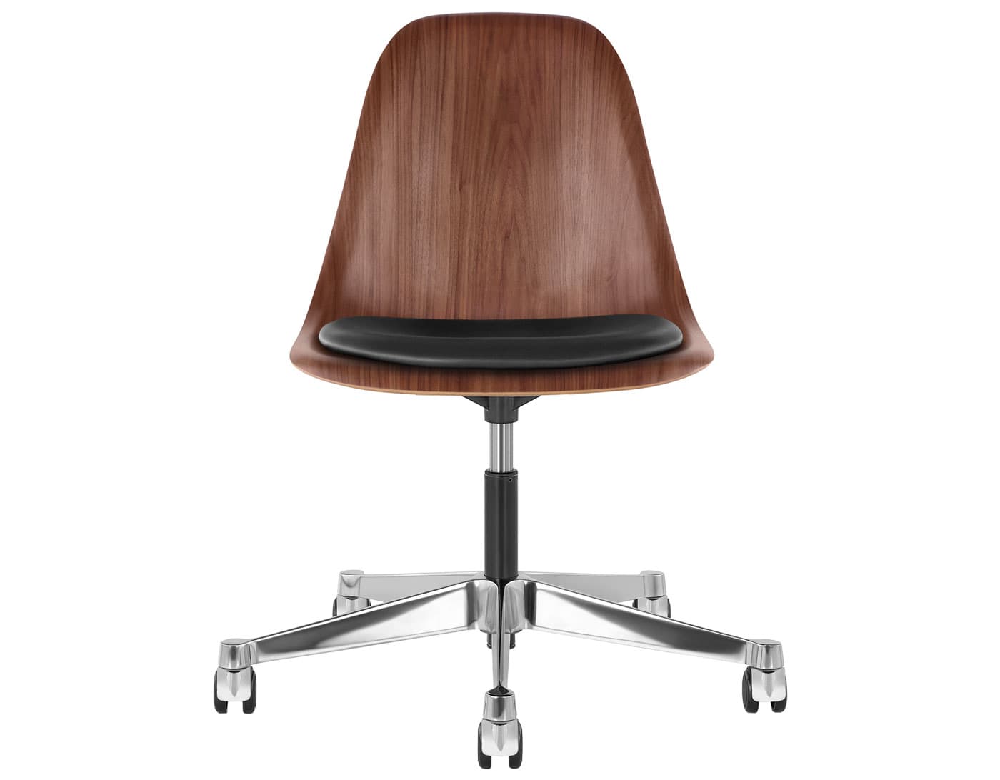 chrome - 2" hard double wheel casters - carpet (VD) / walnut (OU) / leather - black 2109
