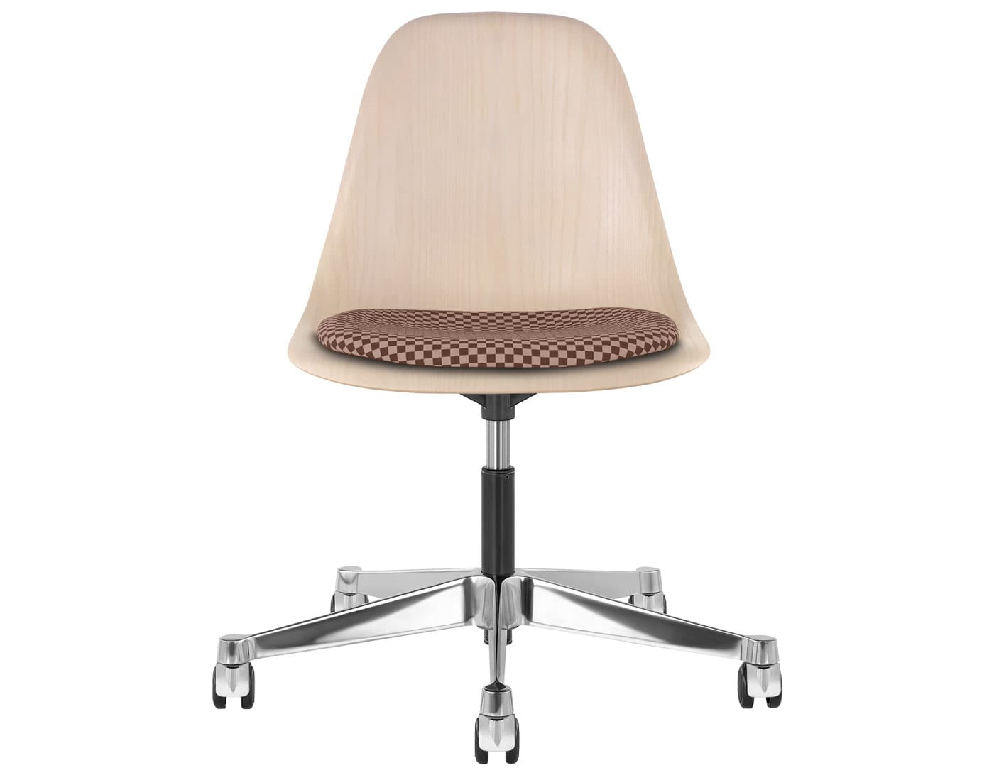 chrome - 2" soft double wheel casters - hard floor/carpet (MD) / white ash (A2) / checker - siena dark/khaki (V1206)