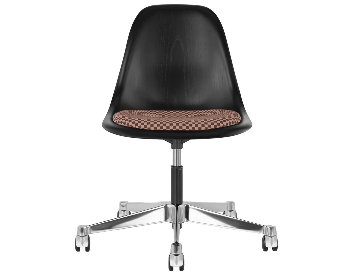 chrome - 2" soft double wheel casters - hard floor/carpet (MD) / ebony (EN) / checker - siena dark/khaki (V1206)