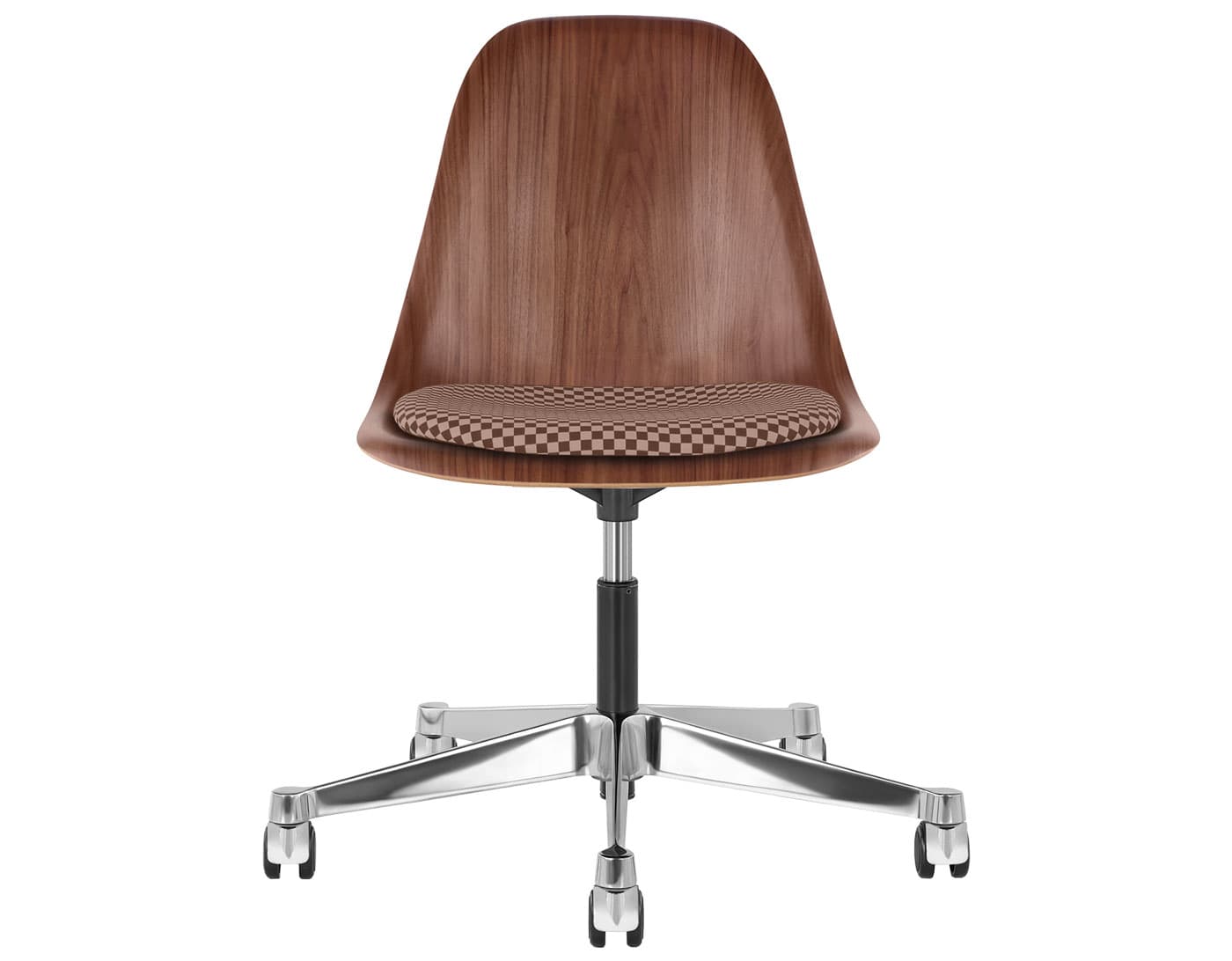 chrome - 2" hard double wheel casters - carpet (VD) / walnut (OU) / checker - siena dark/khaki (V1206)
