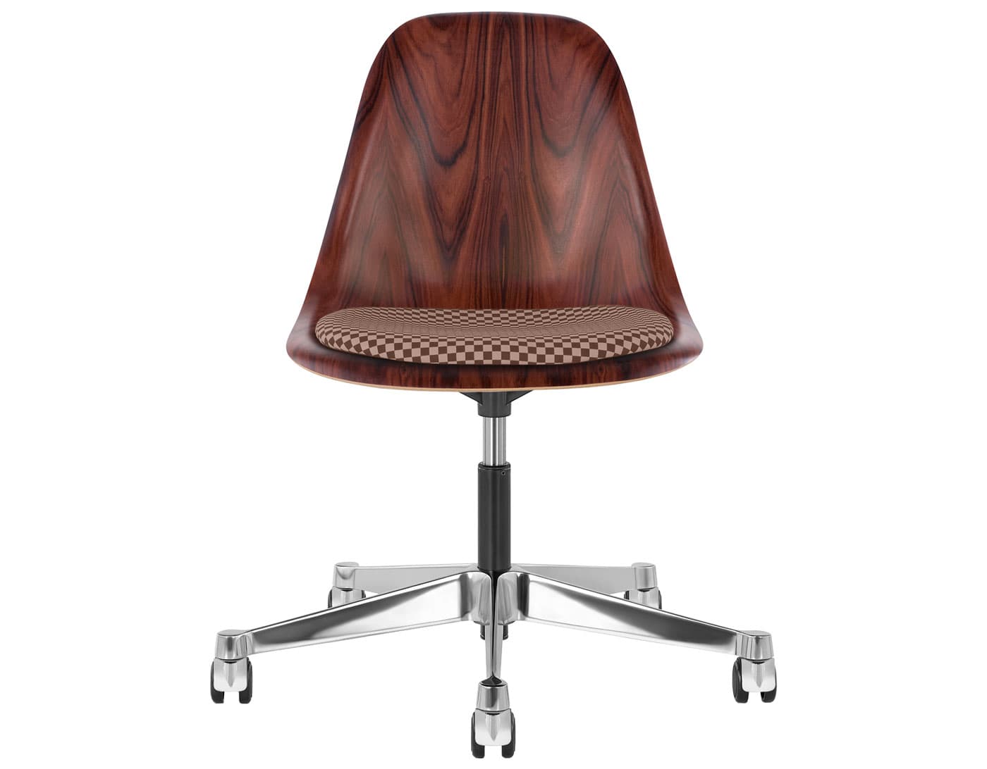chrome - 2" soft double wheel casters - hard floor/carpet (MD) / santos palisander (9N) / checker - siena dark/khaki (V1206)