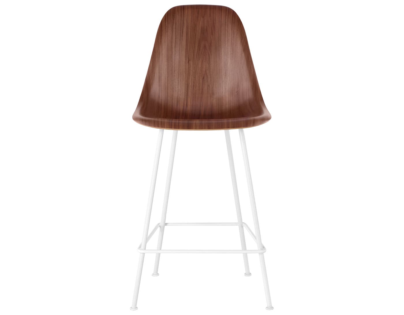 eames molded wood stool / standard glides  / counter height stool  / walnut  / white (91)