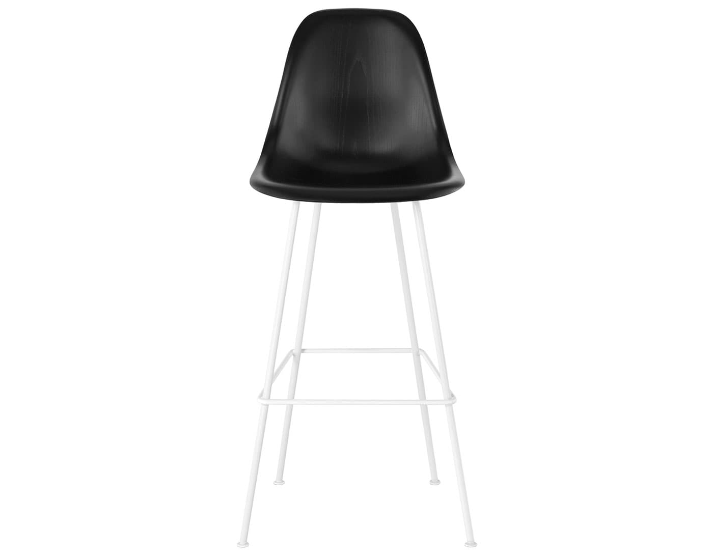 eames molded wood stool / standard glides  / bar height stool  / ebony  / white (91)