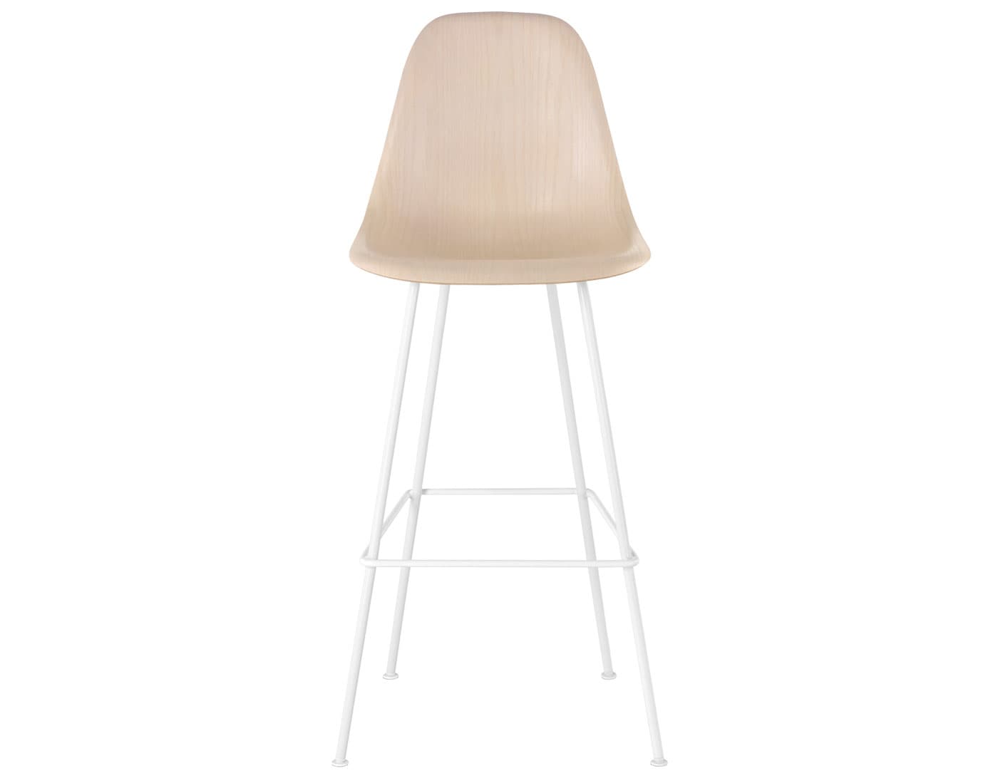 eames molded wood stool / standard glides with felt bottom  / bar height stool  / white ash  / white (91)