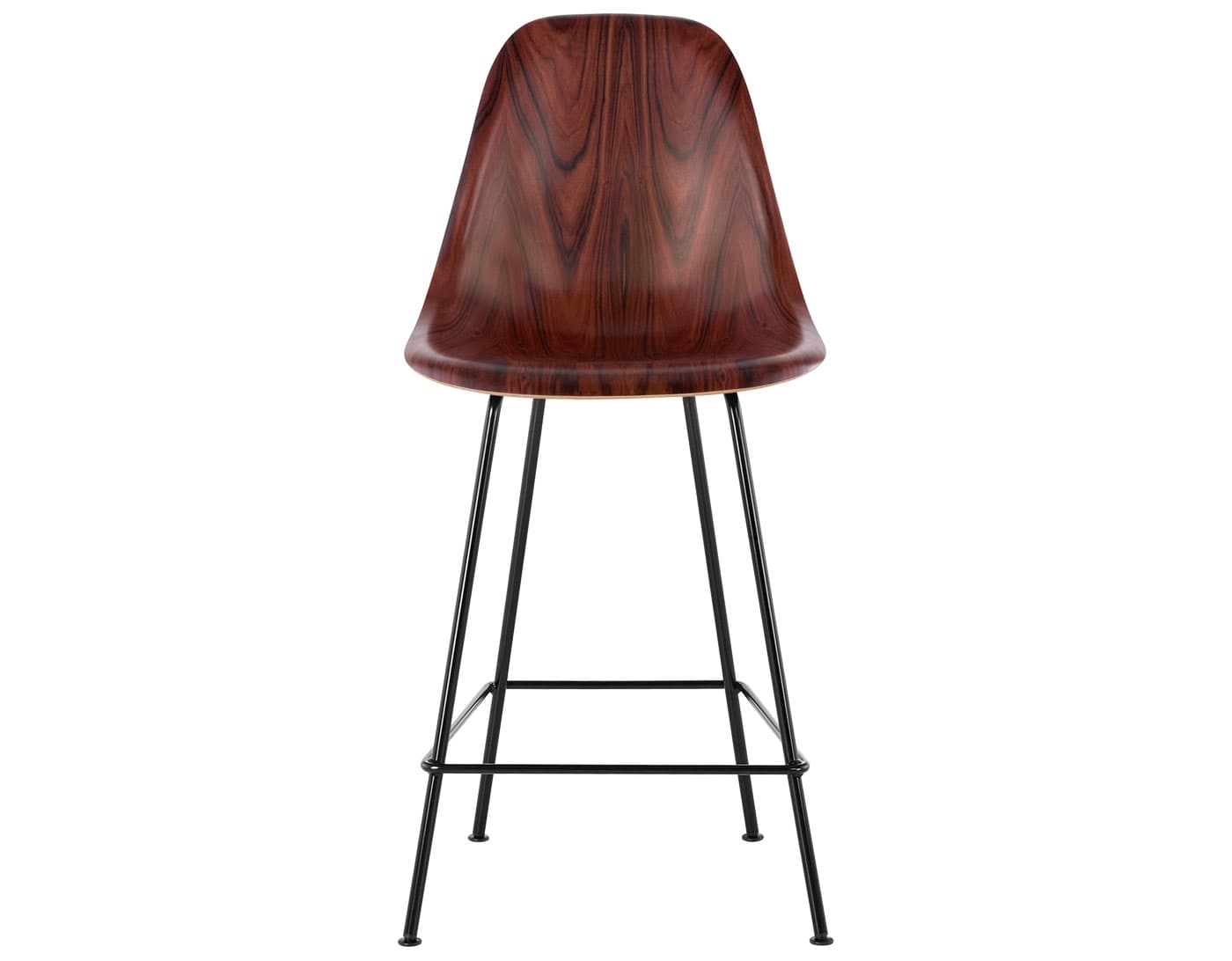 eames molded wood stool / standard glides  / counter height stool  / santos palisander  / black (BK)