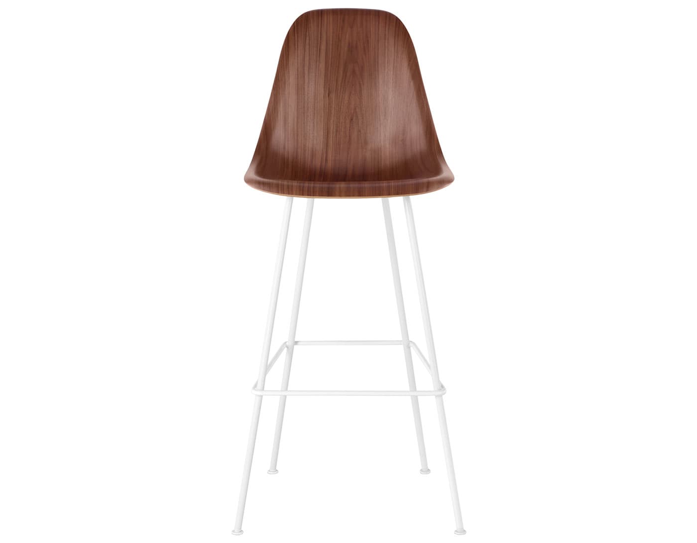 eames molded wood stool / standard glides with felt bottom  / bar height stool  / walnut  / white (91)