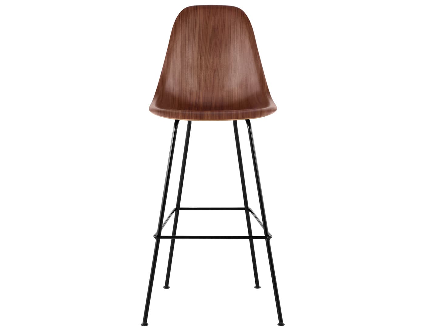 eames molded wood stool / standard glides with felt bottom  / bar height stool  / walnut  / black (BK)