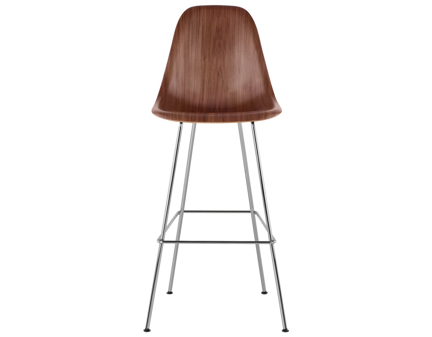 eames molded wood stool / standard glides with felt bottom  / bar height stool  / walnut  / trivalent chrome (47)