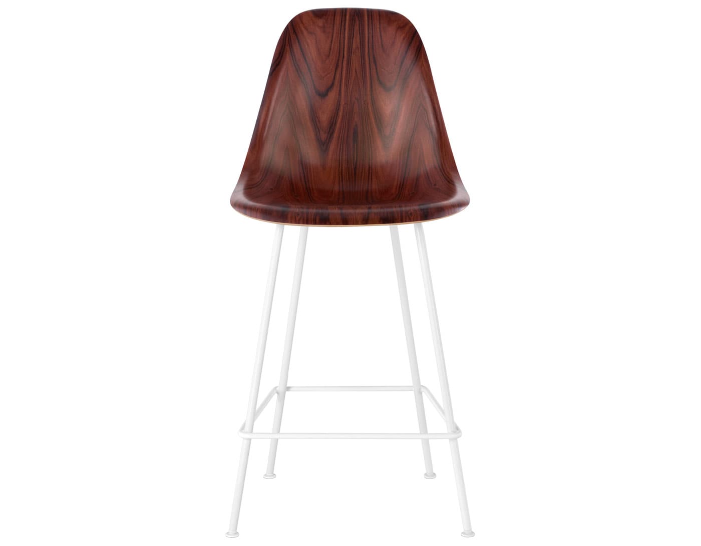 eames molded wood stool / standard glides  / counter height stool  / santos palisander  / white (91)