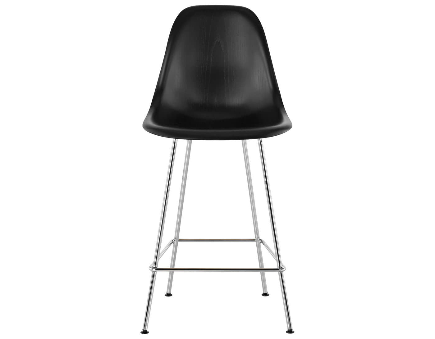 eames molded wood stool / standard glides  / counter height stool  / ebony  / trivalent chrome (47)