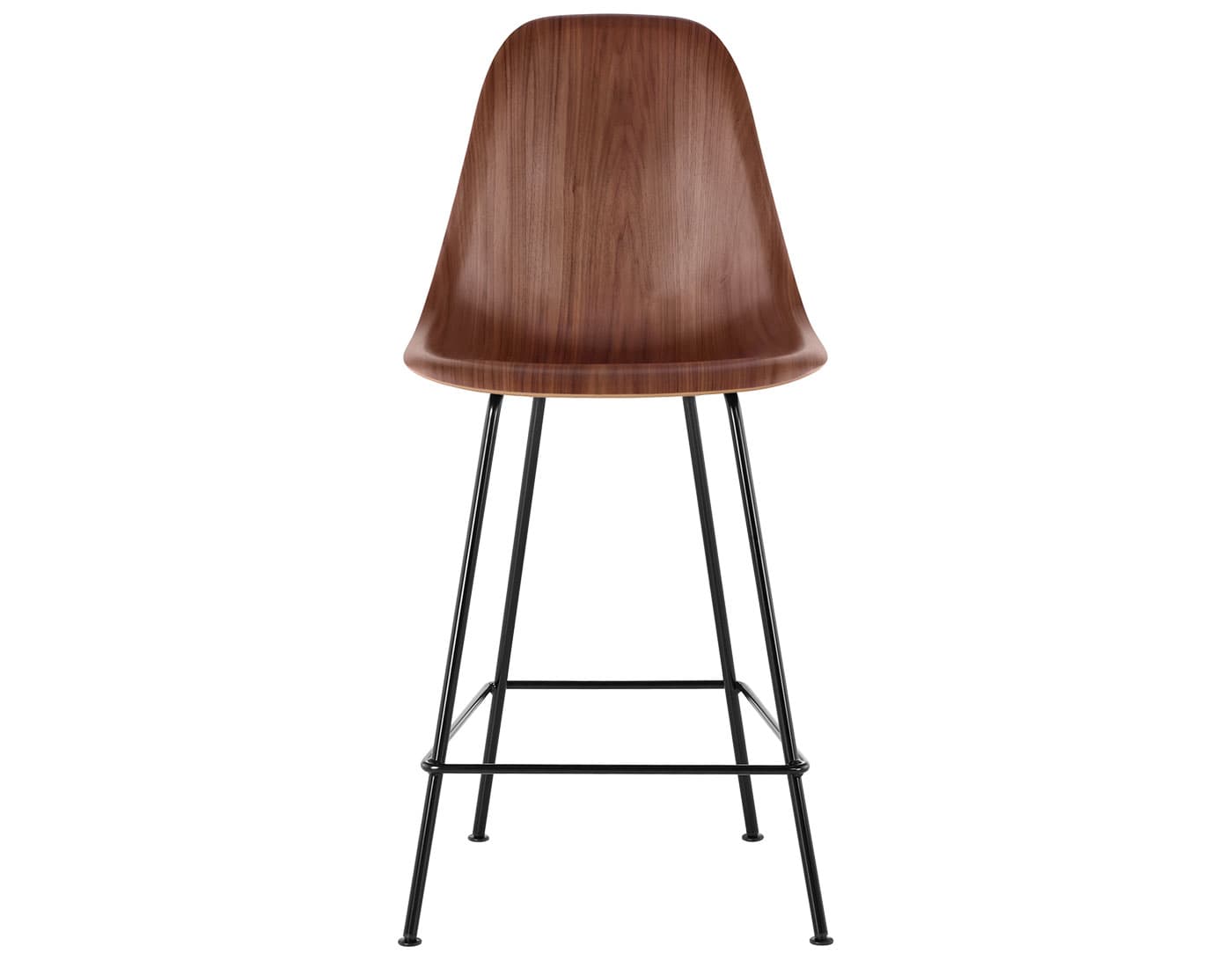 eames molded wood stool / standard glides  / counter height stool  / walnut  / black (BK)