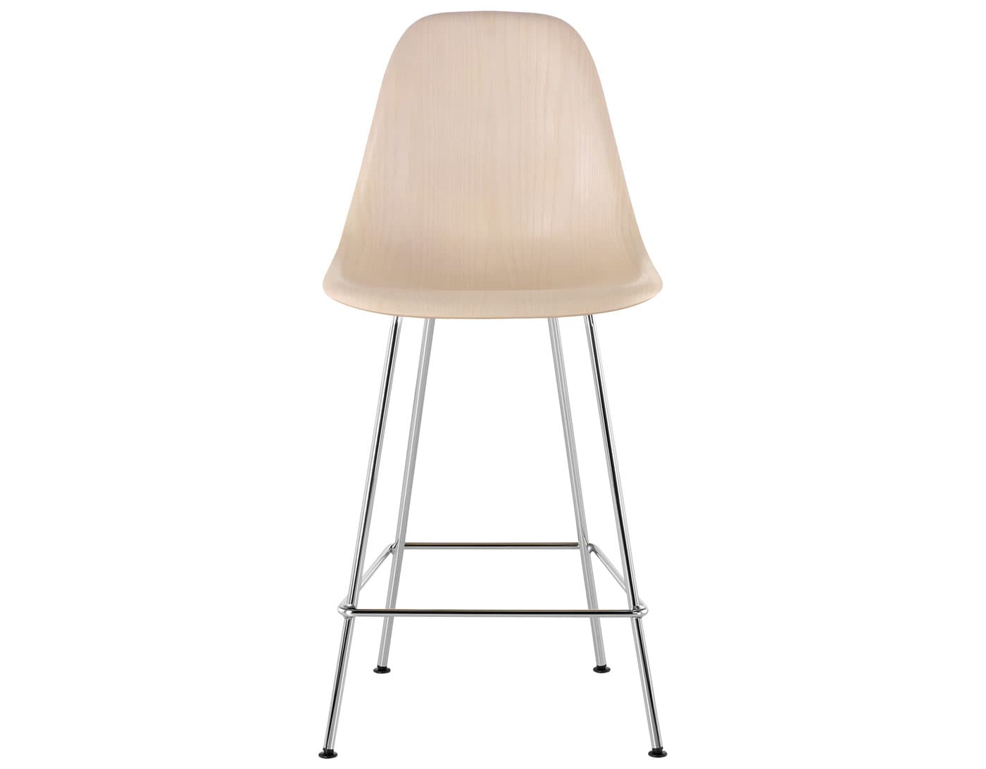 eames molded wood stool / standard glides  / counter height stool  / white ash  / trivalent chrome (47)