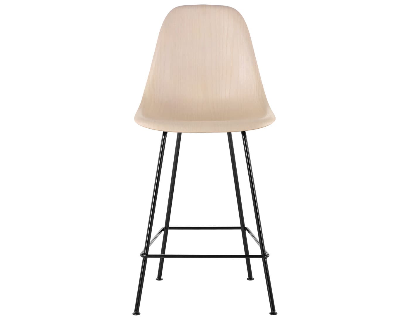 eames molded wood stool / standard glides with felt bottom  / counter height stool  / white ash  / black (BK)