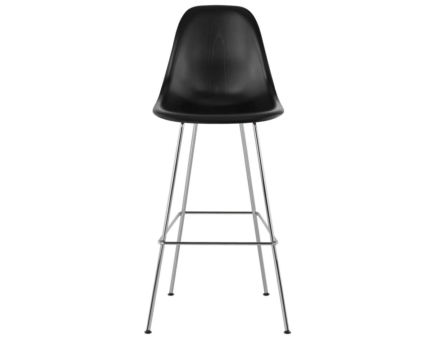 eames molded wood stool / standard glides  / bar height stool  / ebony  / trivalent chrome (47)