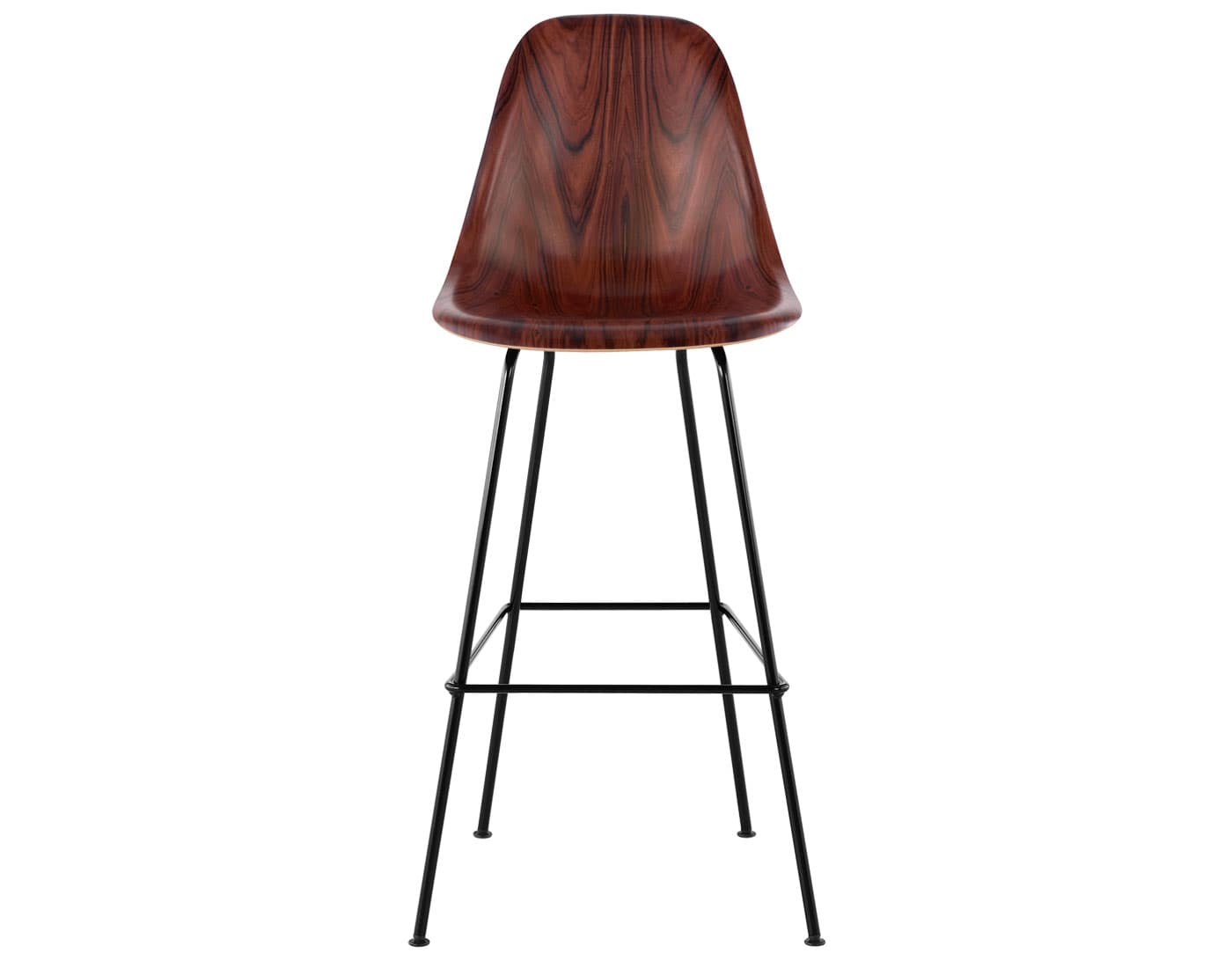 eames molded wood stool / standard glides with felt bottom  / bar height stool  / santos palisander  / black (BK)