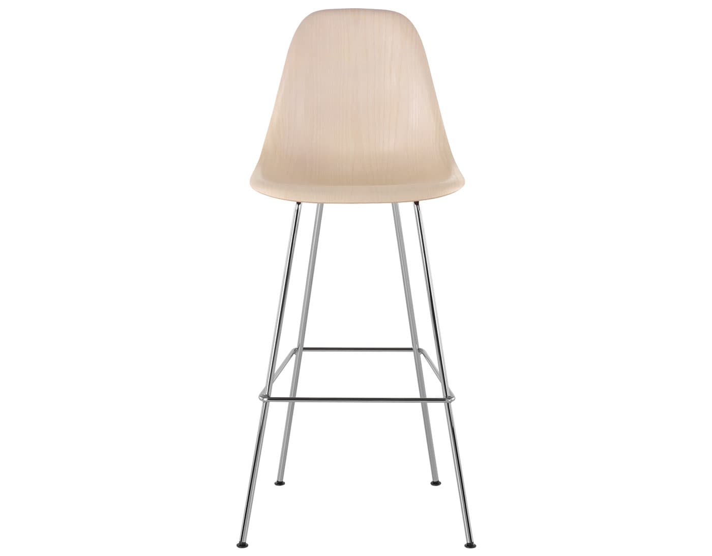 eames molded wood stool / standard glides with felt bottom  / bar height stool  / white ash  / trivalent chrome (47)