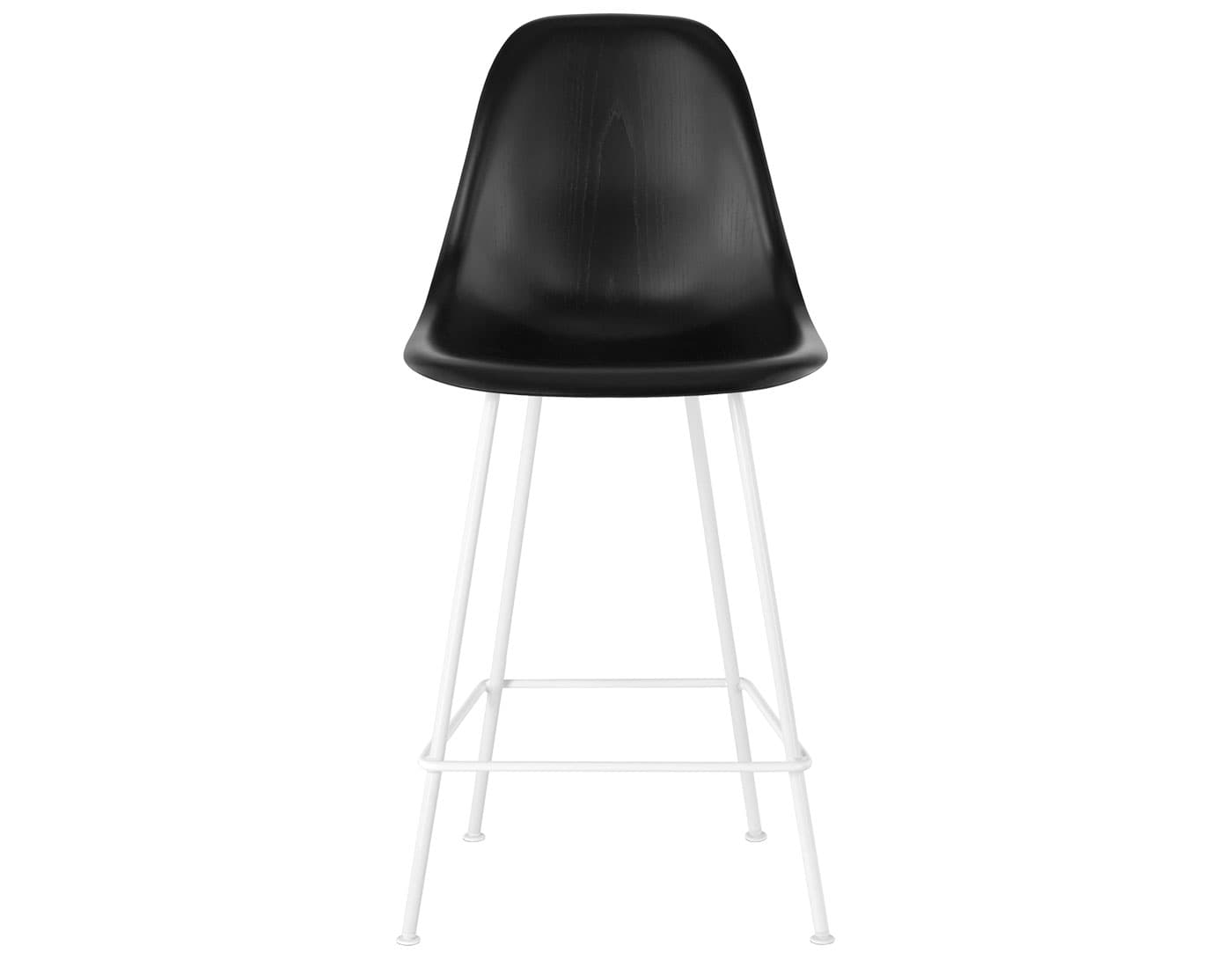 eames molded wood stool / standard glides with felt bottom  / counter height stool  / ebony  / white (91)