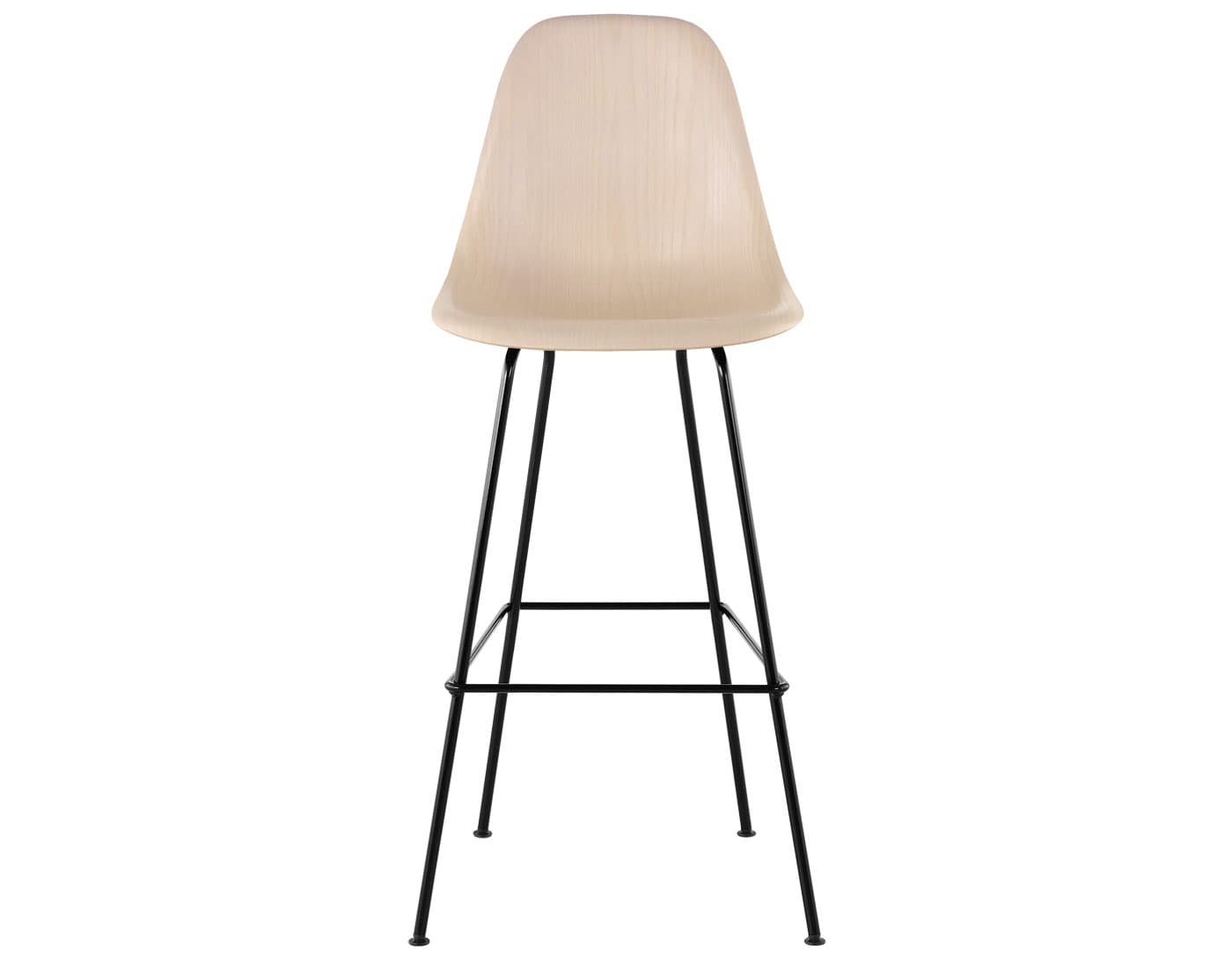 eames molded wood stool / standard glides  / bar height stool  / white ash  / black (BK)