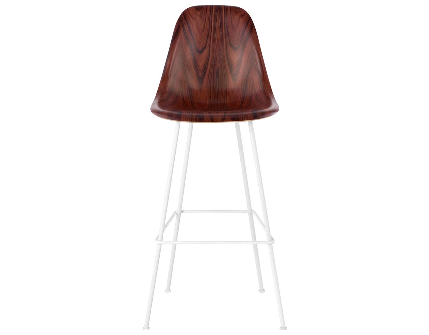 eames molded wood stool / standard glides  / bar height stool  / santos palisander  / white (91)