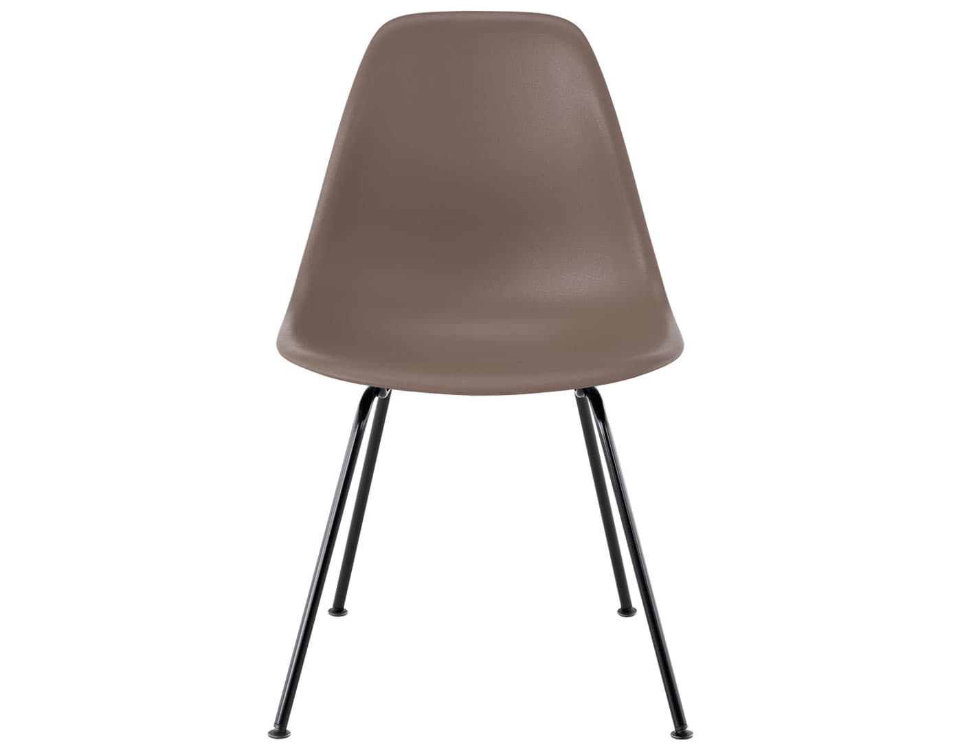 eames molded plastic side chair with 4 leg base / standard glides  / 100% recycled plastic - cocoa  / black