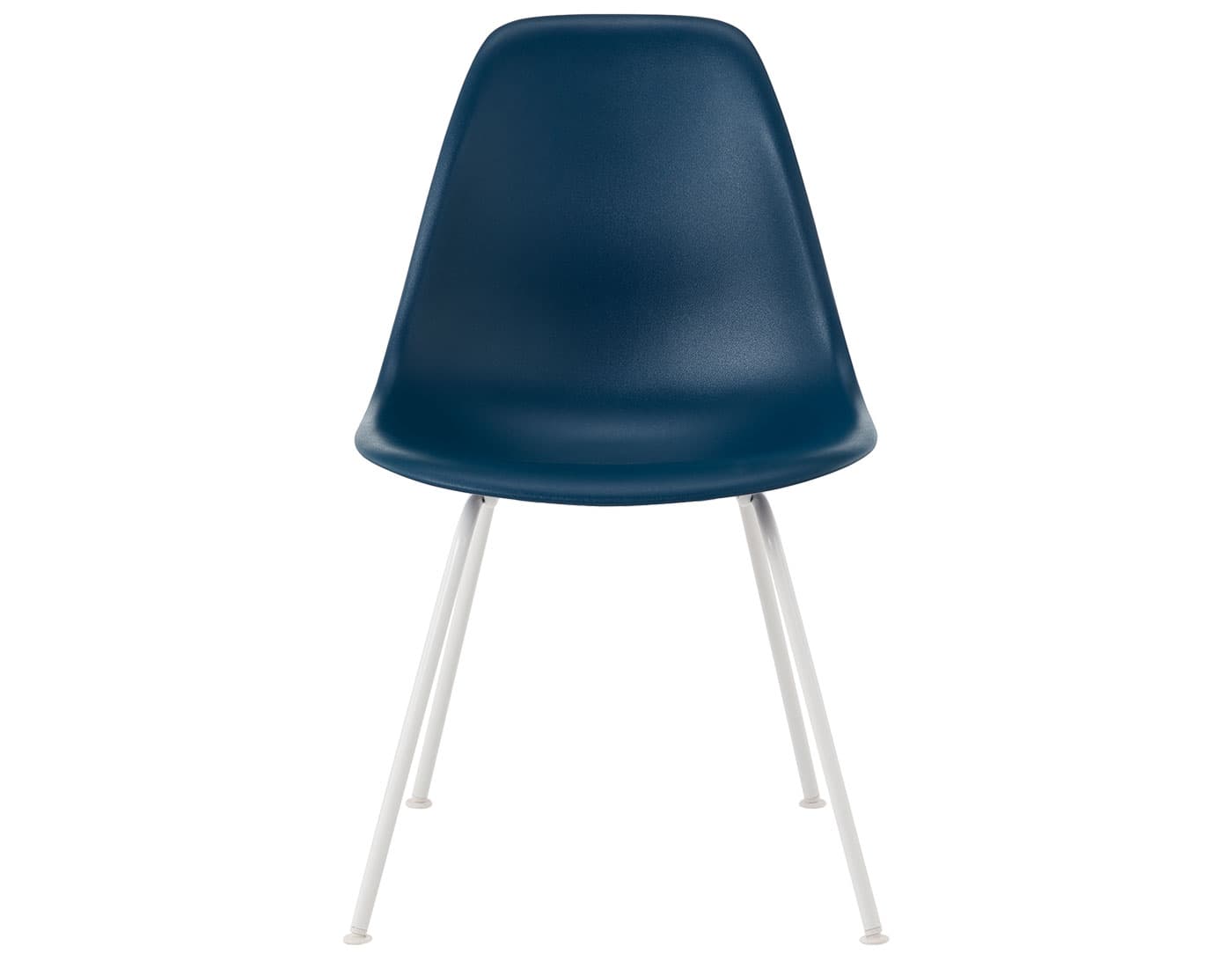 eames molded plastic side chair with 4 leg base / standard glides with felt bottom  / 100% recycled plastic - blue green  / white
