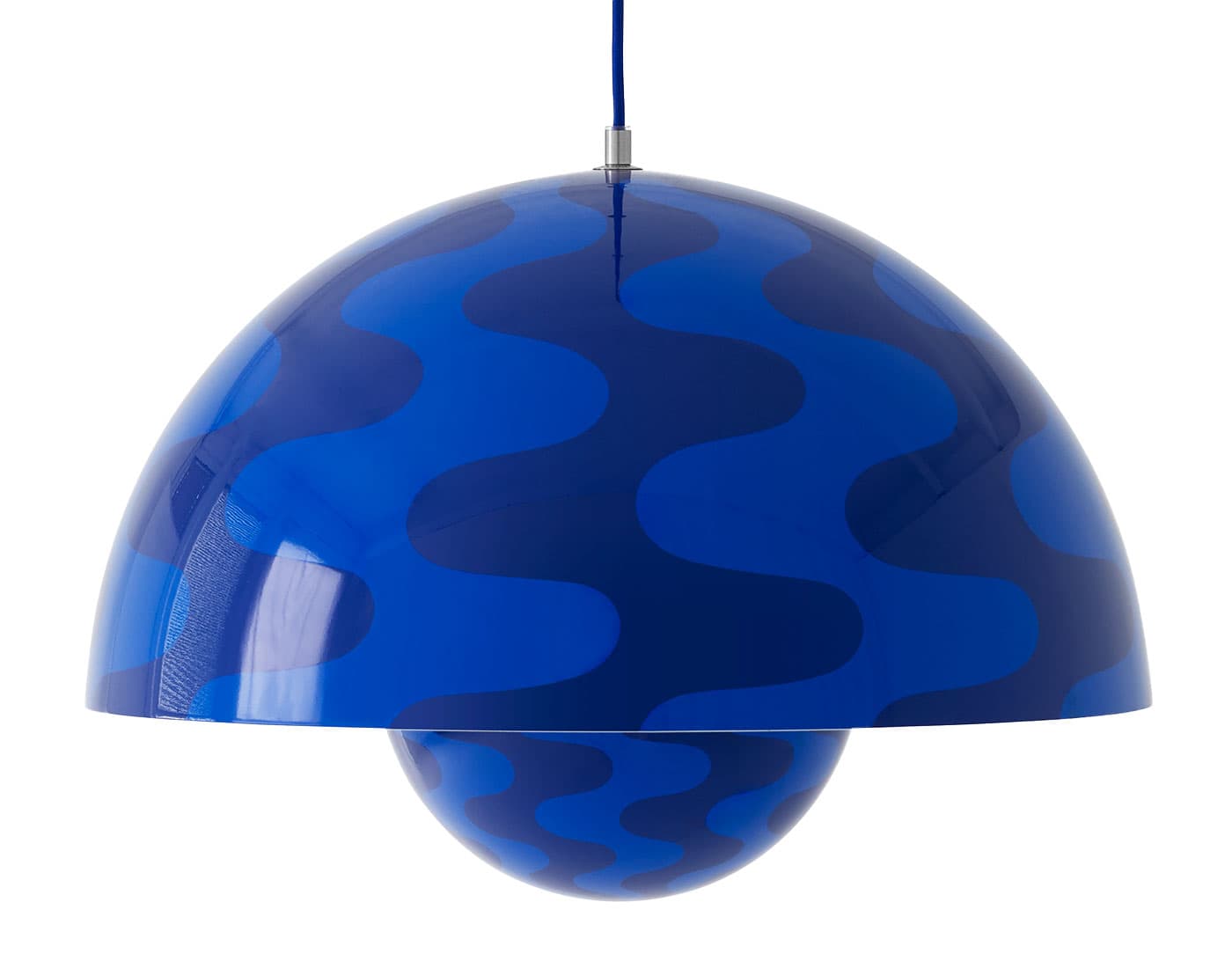 Flowerpot VP2 Pendant Lamp / standard - fabric cord (color matched to shade) / patterned cobalt blue / twilight blue