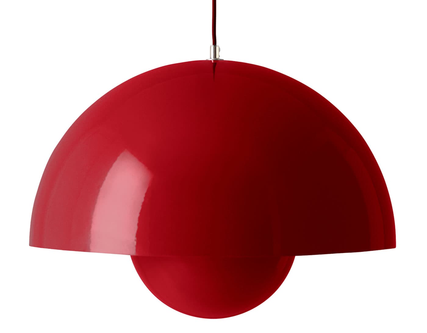 Flowerpot VP2 Pendant Lamp / standard - fabric cord (color matched to shade) / vermillion red