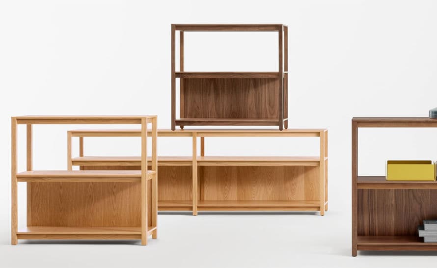 open plan small low bookcase by blu dot