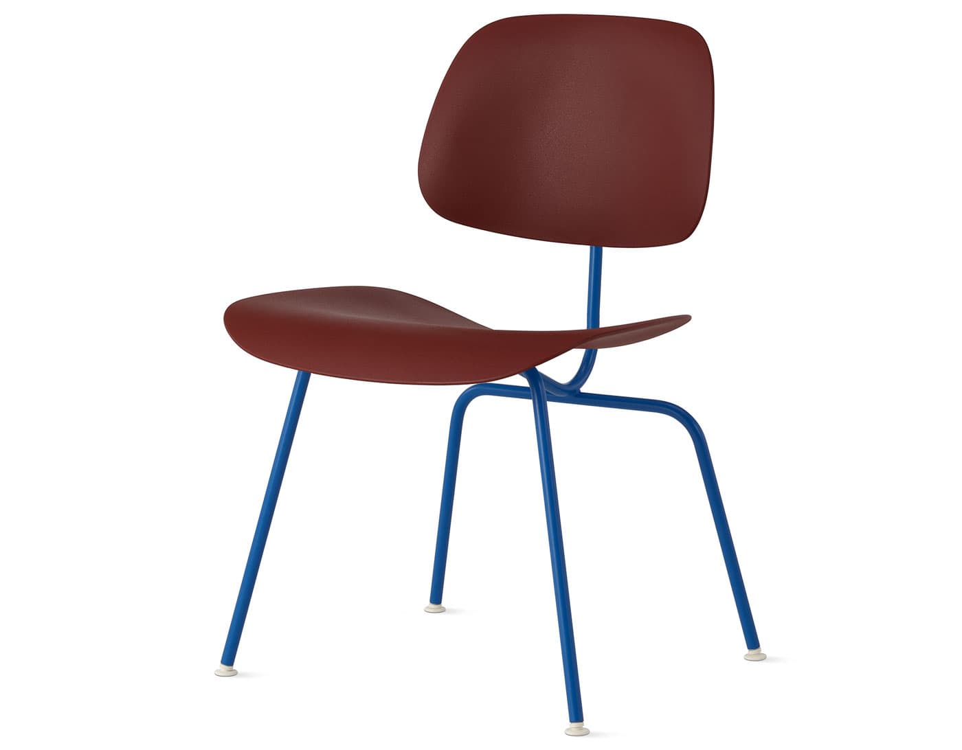 Eames Molded Plastic Dining Chair Metal Base EC-127 / berry blue base / brick red seat & back