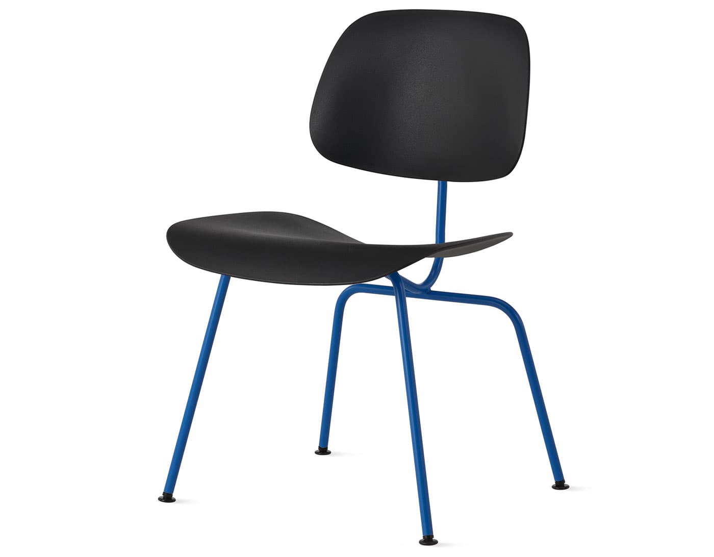 Eames Molded Plastic Dining Chair Metal Base EC-127 / berry blue base / black seat & back