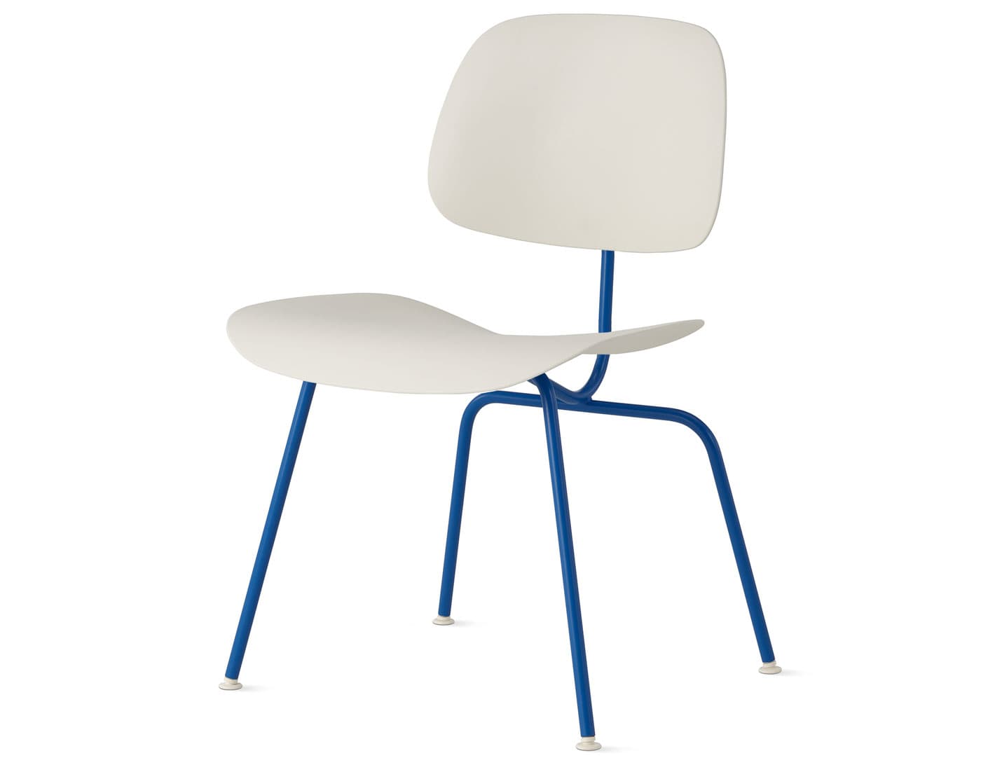 Eames Molded Plastic Dining Chair Metal Base EC-127 / berry blue base / white seat & back