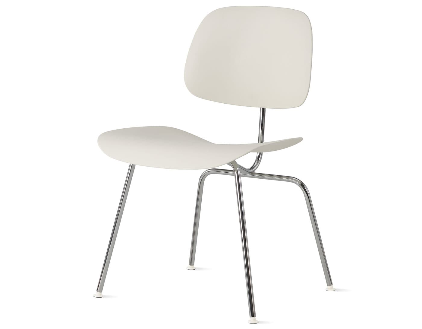 Eames Molded Plastic Dining Chair Metal Base EC-127 / trivalent chrome base / white seat & back