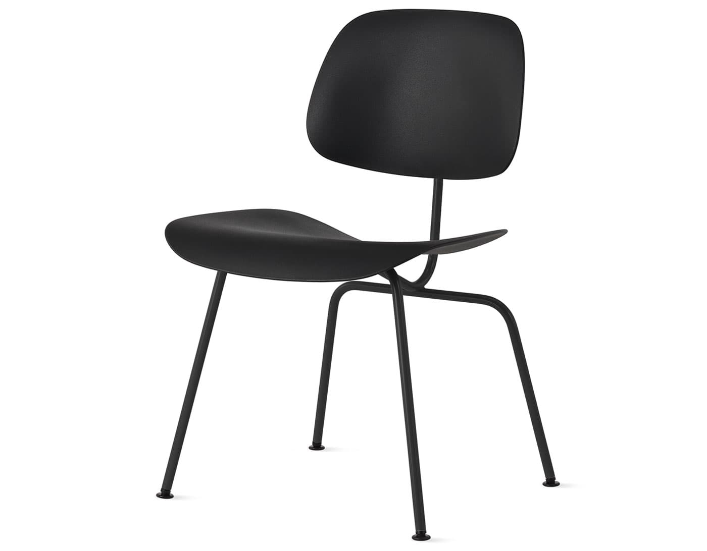 Eames Molded Plastic Dining Chair Metal Base EC-127 / ultra black base / black seat & back