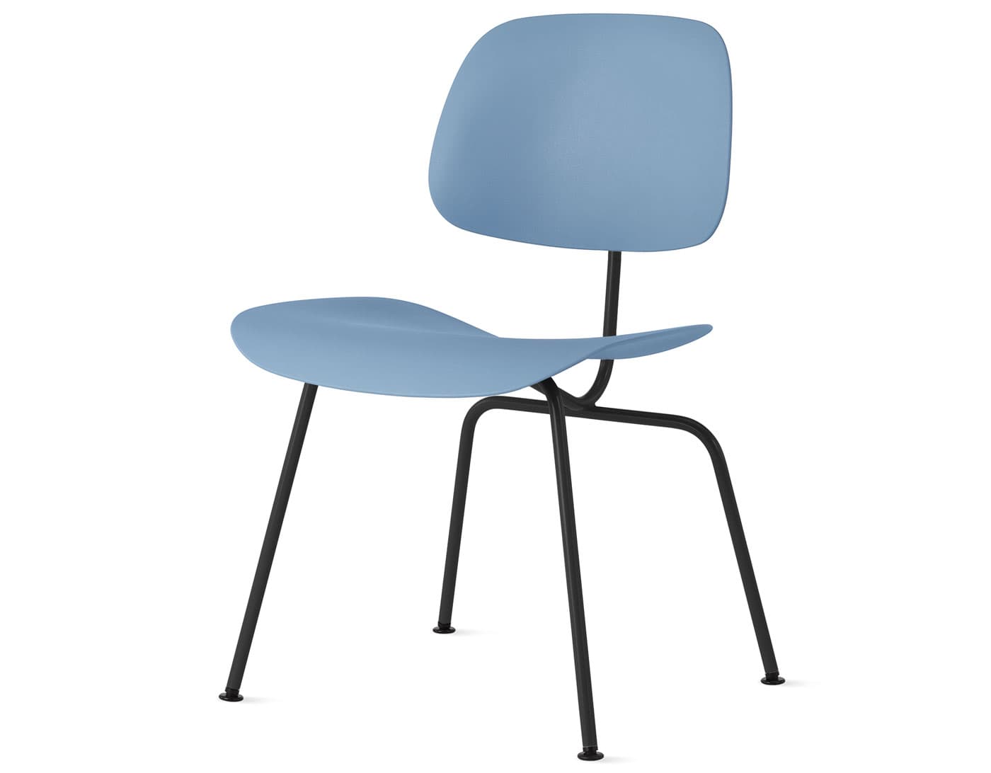Eames Molded Plastic Dining Chair Metal Base EC-127 / ultra black base / pale blue seat & back