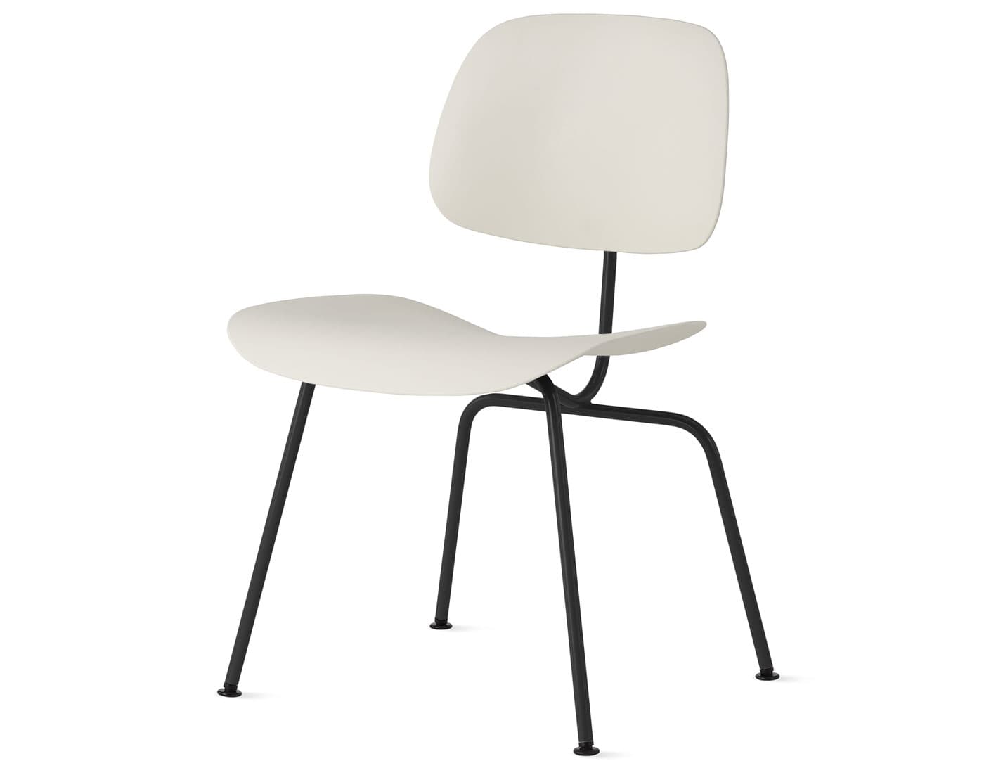 Eames Molded Plastic Dining Chair Metal Base EC-127 / ultra black base / white seat & back