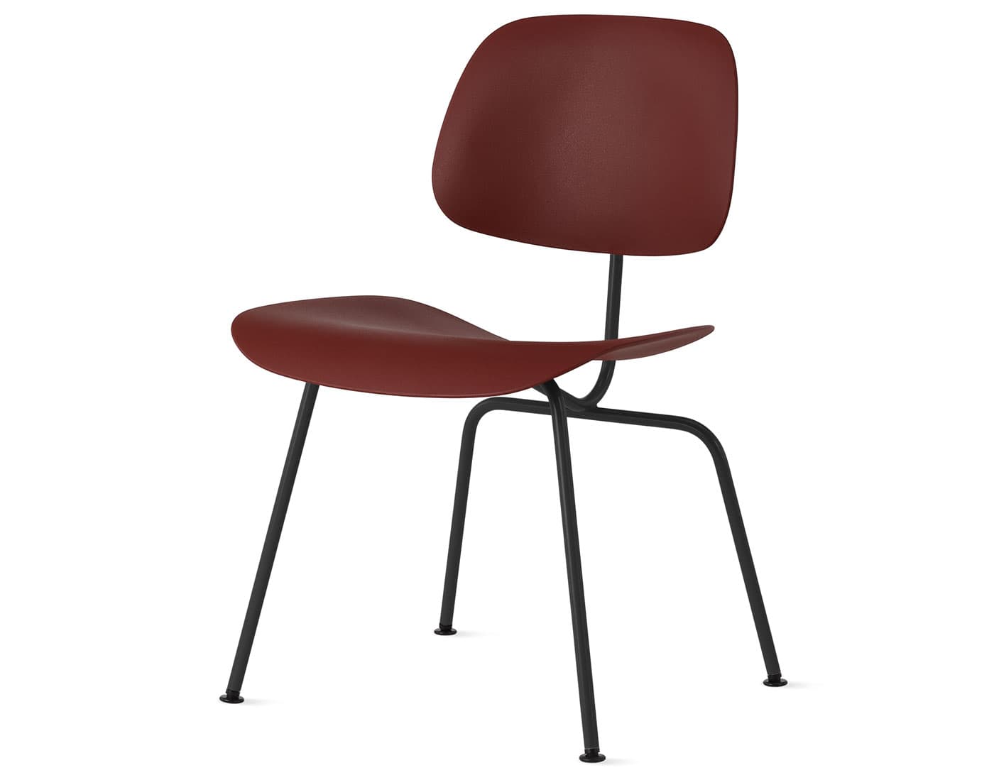 Eames Molded Plastic Dining Chair Metal Base EC-127 / ultra black base / brick red seat & back