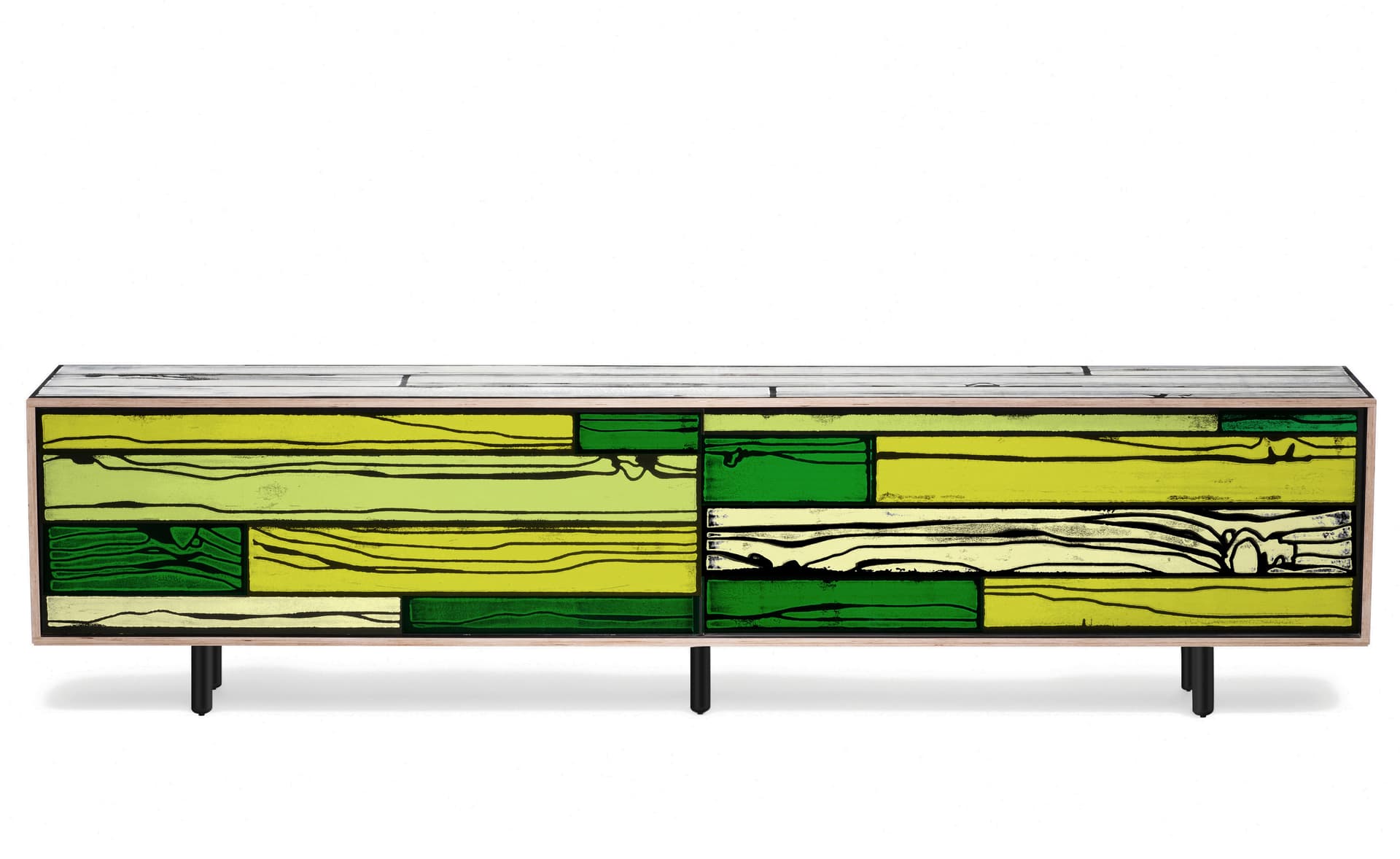 Wrongwoods Low Cabinet / long (102" width) - white with green