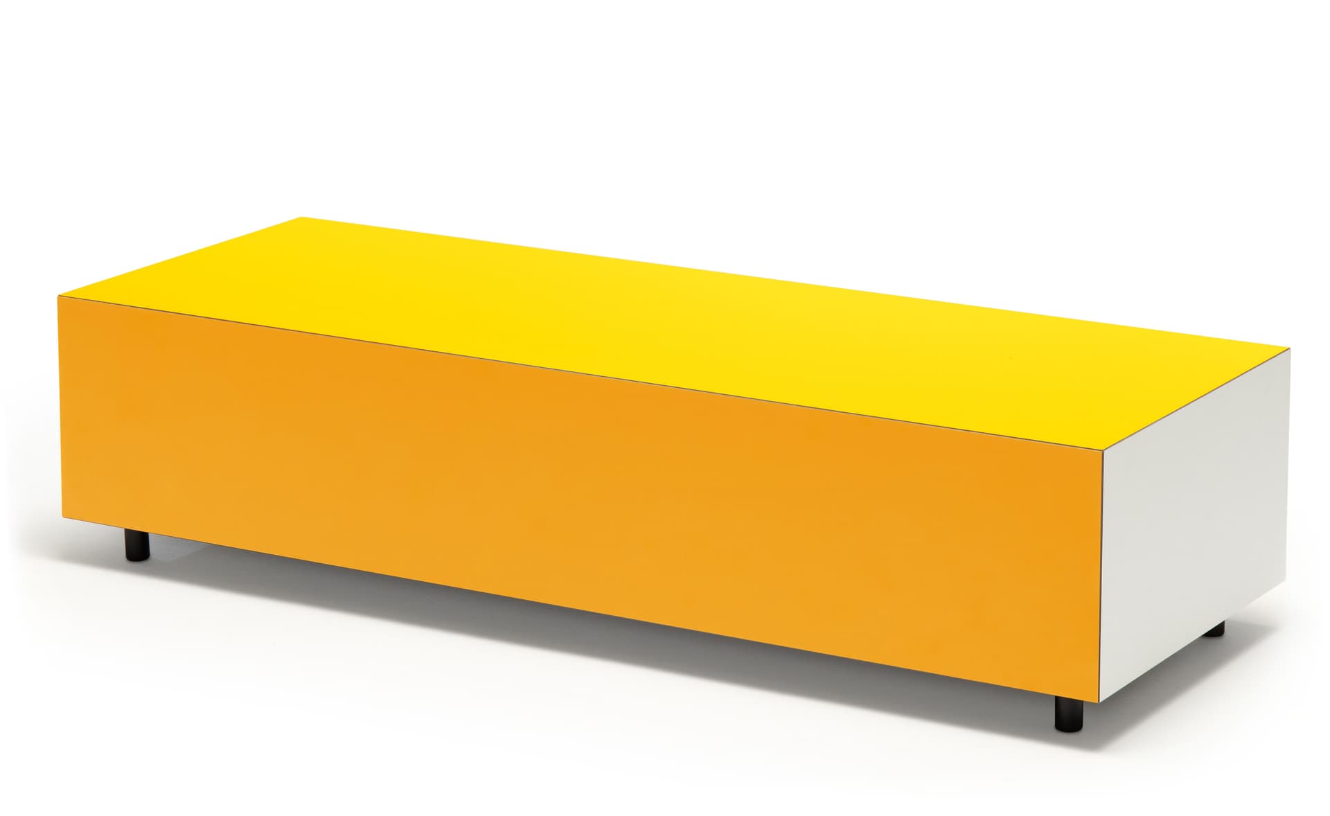 Bloc Storage Table / 47.2" x 17.7" with two drawers / add set of 4 casters (2 lockable) / zinc yellow / signal yellow / pale grey