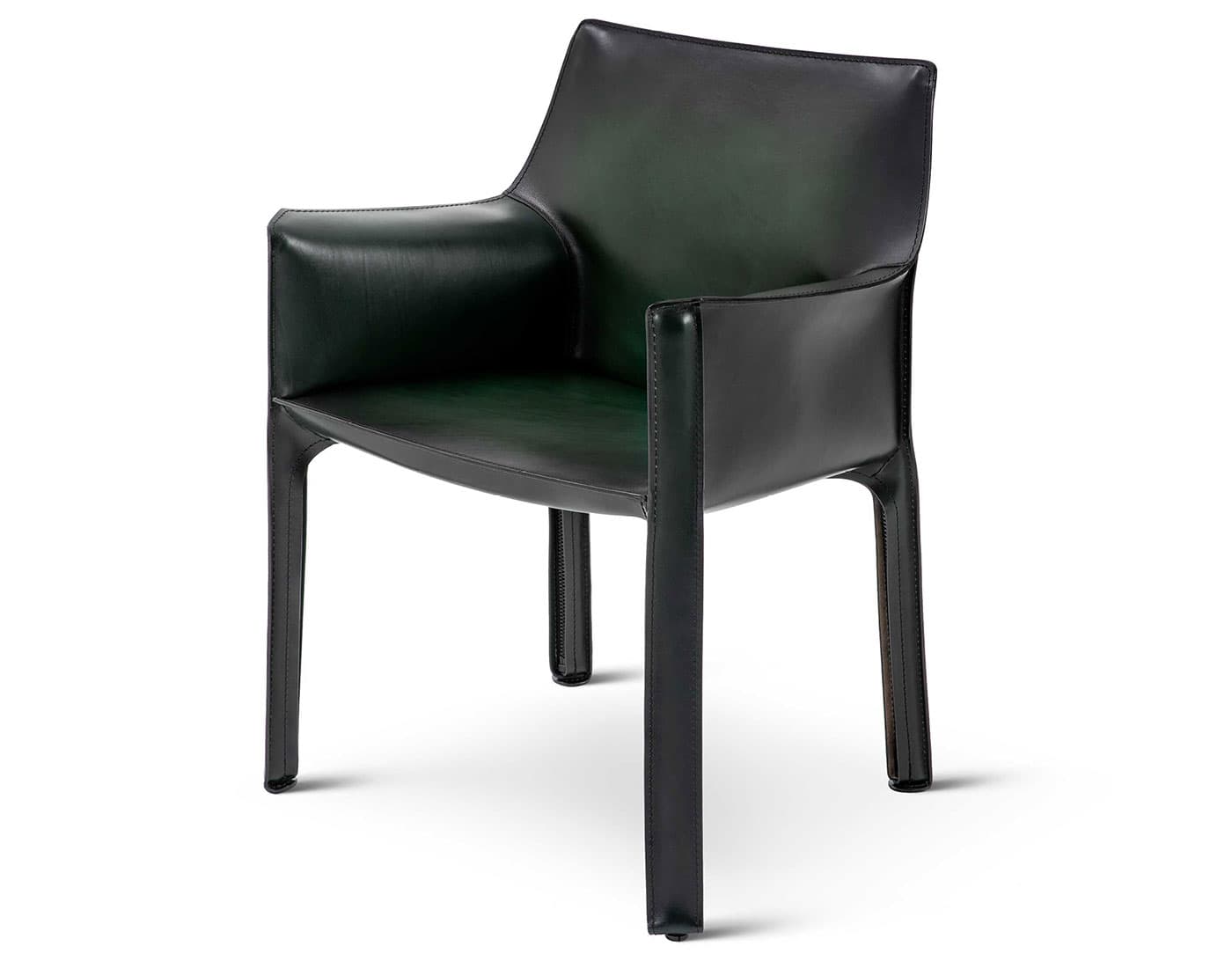 Cab Armchair / saddle leather, hand-shaded - verde