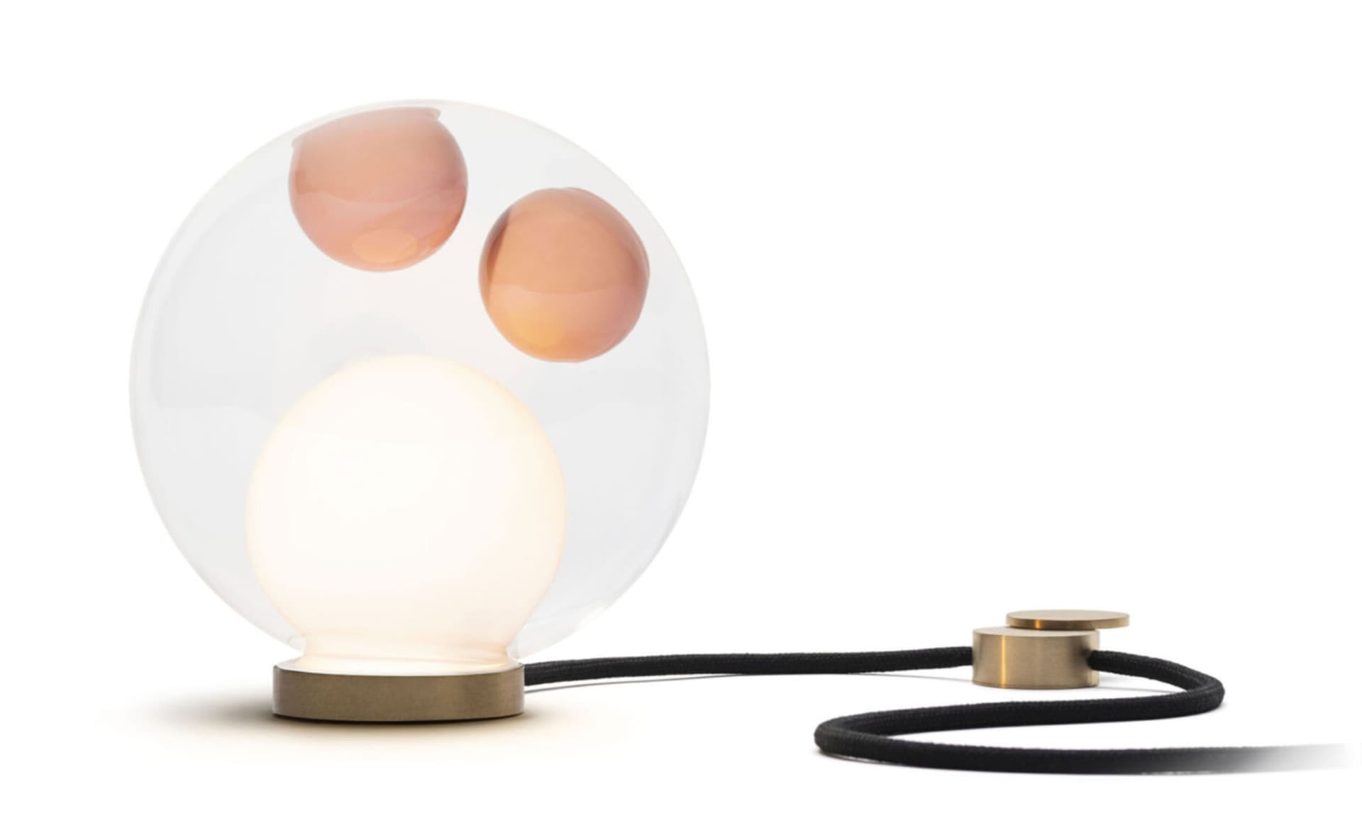 Bocci 28t Table Lamp / LED - 2500K / brass / clear with opaque orange 1 inclusions