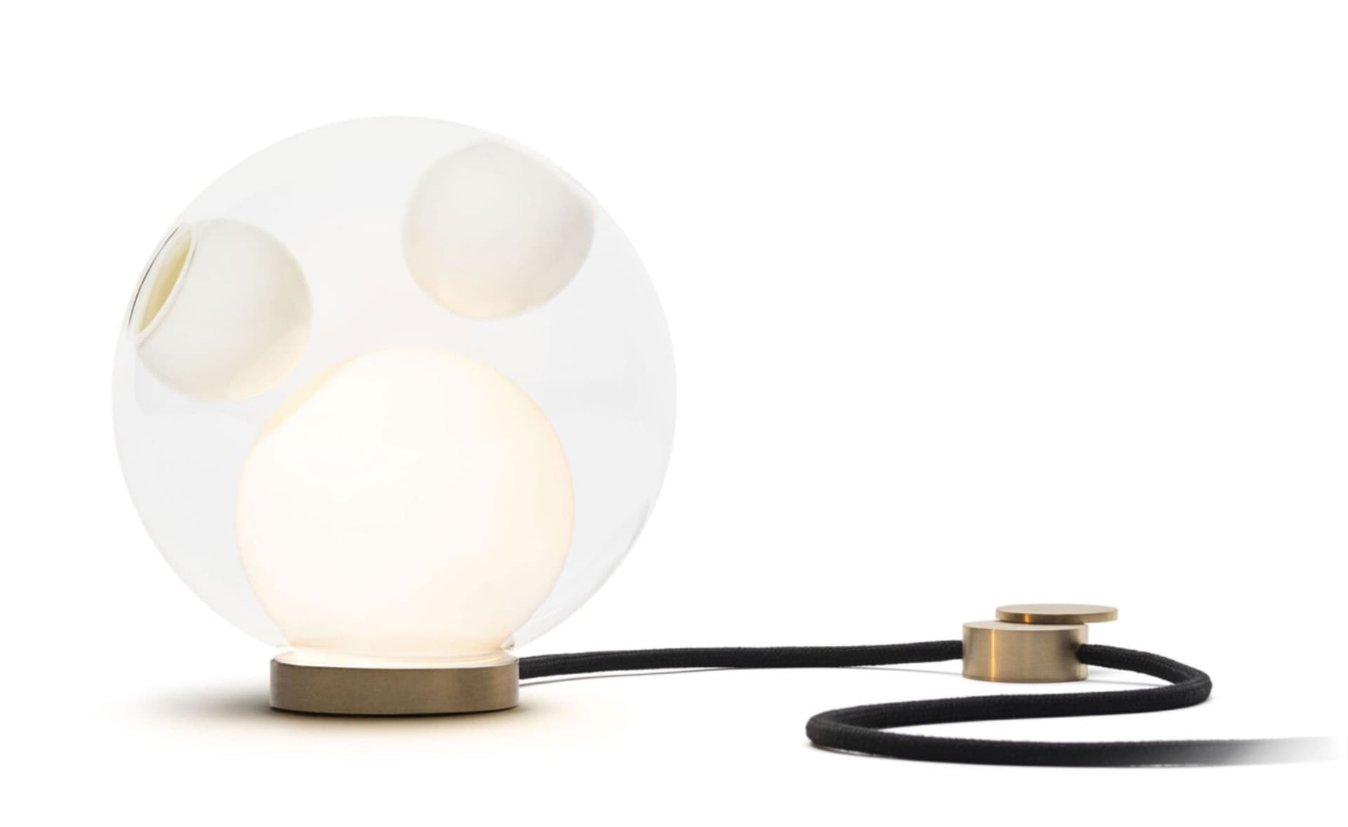 Bocci 28t Table Lamp / LED - 2700K / brass / clear with opaque white 2 inclusions