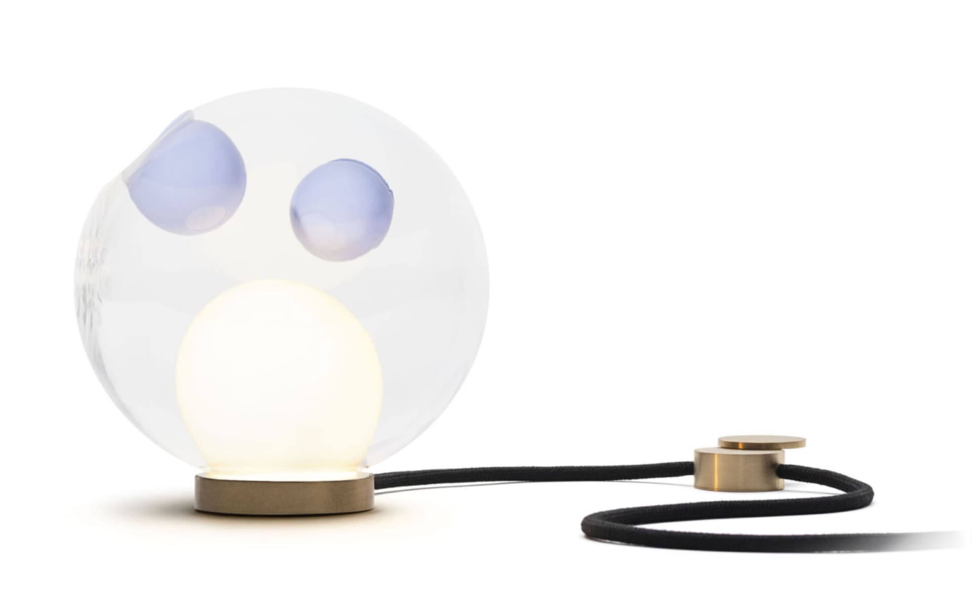 Bocci 28t Table Lamp / LED - 2700K / brass / clear with opaque blue 1 inclusions