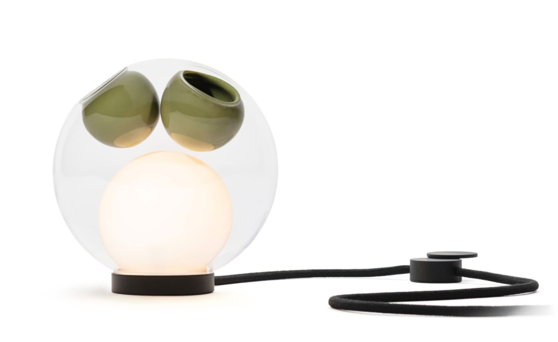 Bocci 28t Table Lamp / LED - 2700K / black / clear with opaque green 7 inclusions